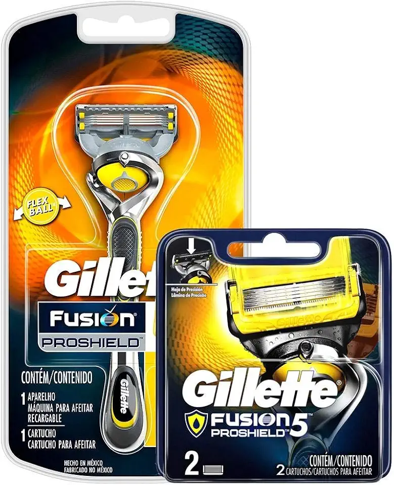 Gillette Kit Proshield: Aparelho + Carga com 2 Unidades - Aço Inoxidável, Unissex-Adultos