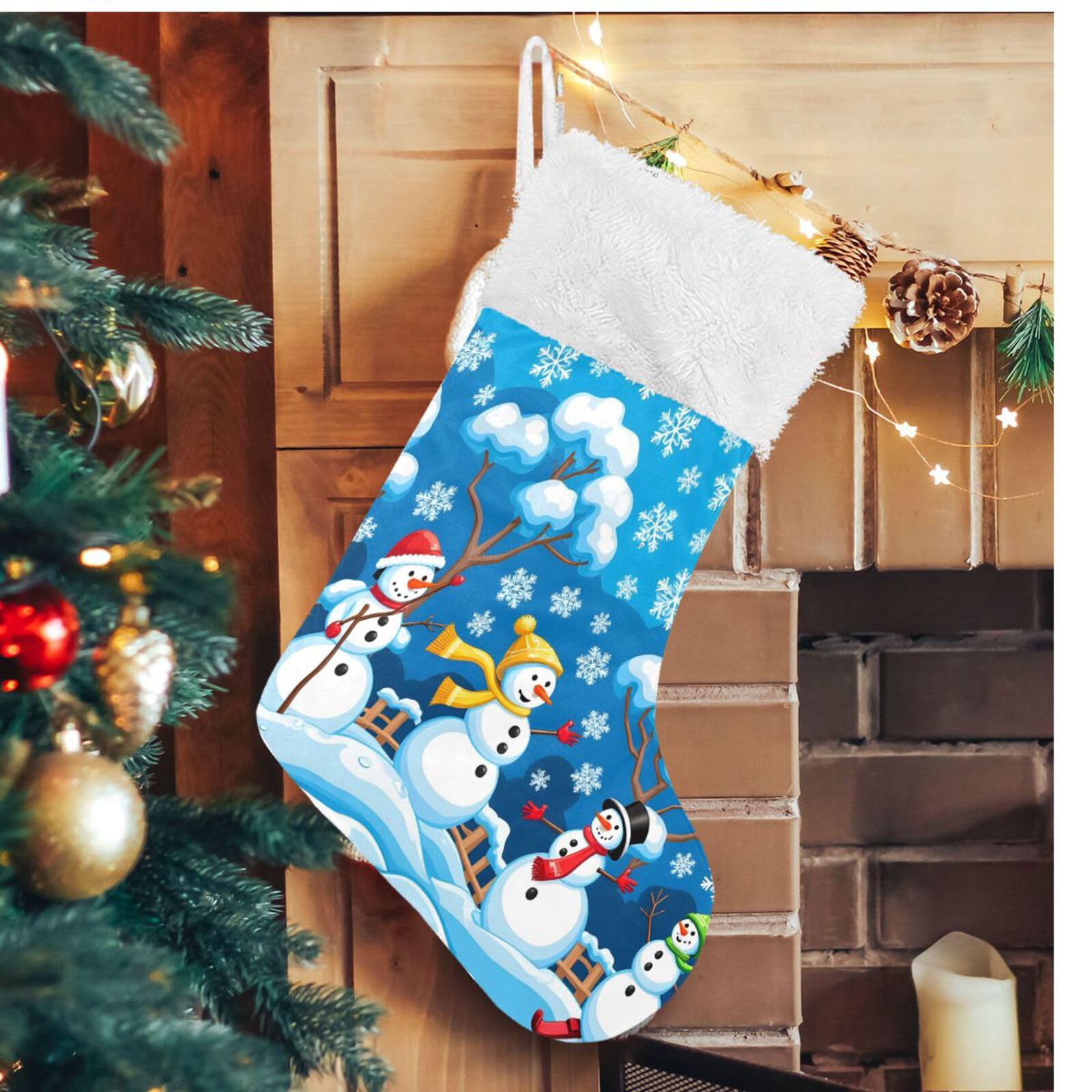 Chaussettes de Noël personnalisées bonhomme de neige lot de 8 grandes