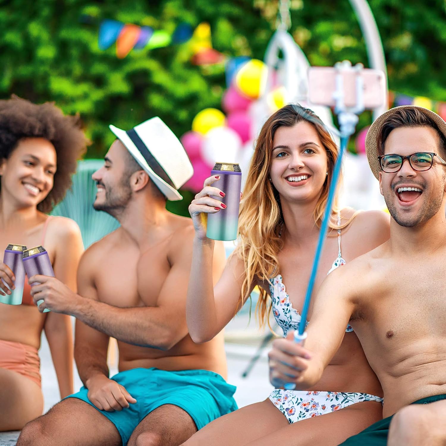 Sursip Vacuum Stainless Steel Insulated Slim Can Cooler,Double-walled Insulated Can Cooler for 12 Oz Slim Cans Beer/Soda/Beverage/Energy Drinks Cans Keeper-Glitter Mermaid: Home & Kitchen