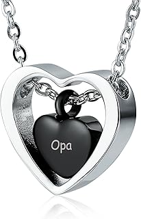 Collar con colgante de corazón doble, de acero inoxidable, color negro, 48 cm