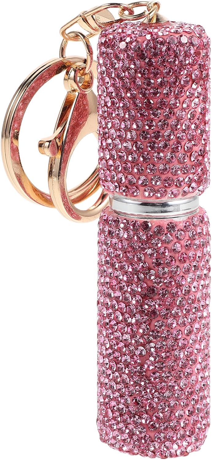 Rhinestone Perfume Spray Bottle: Mini Refillable Travel Atomizer with Keychain for Portable Fragrance Storage, Essential Oil Holder, Pocket Carrying Accessory