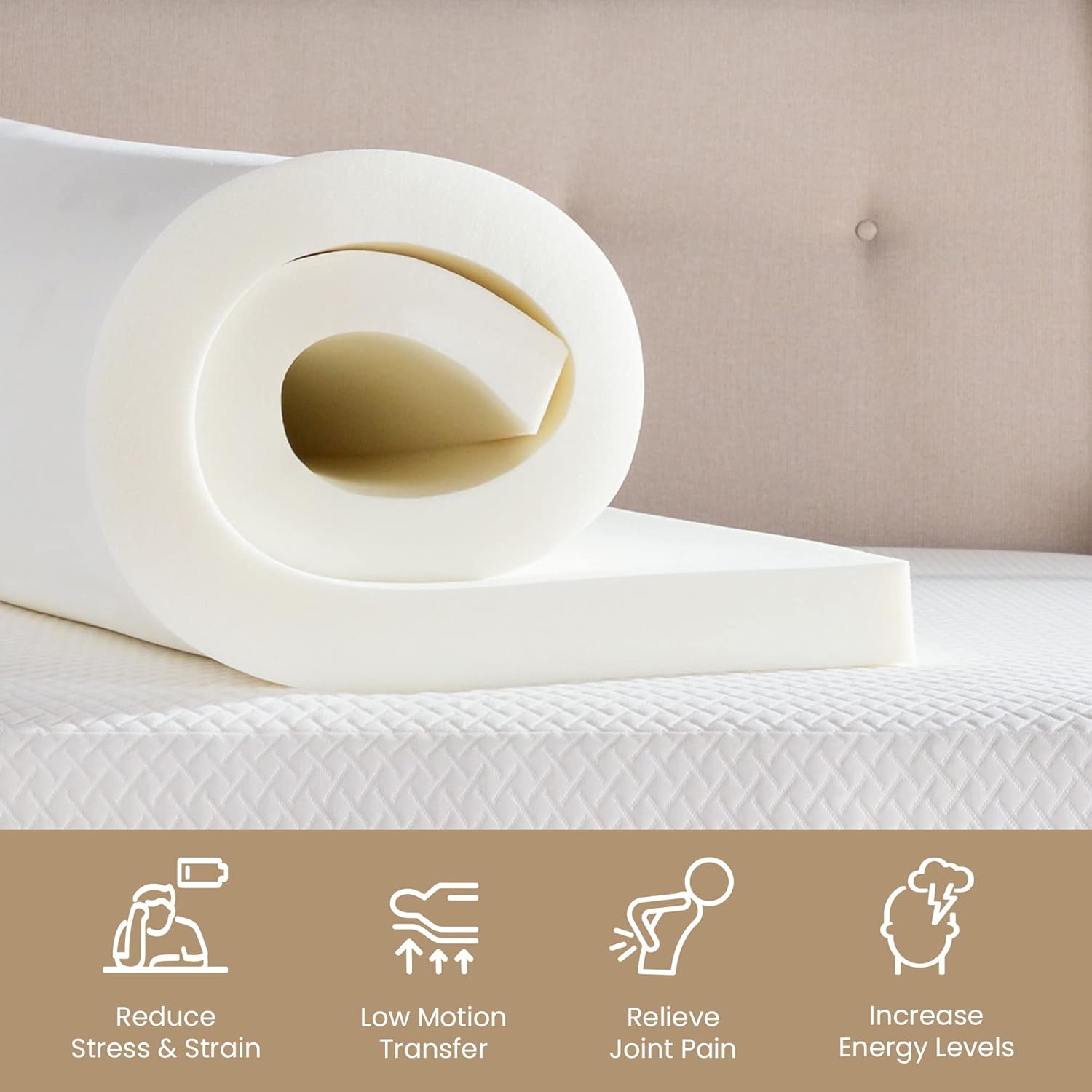 Zayton, High Density Medium Firm Foam Mattress Topper, CertiPUR-US Certified for Superior Comfort and Support, Green, King 1 Inch