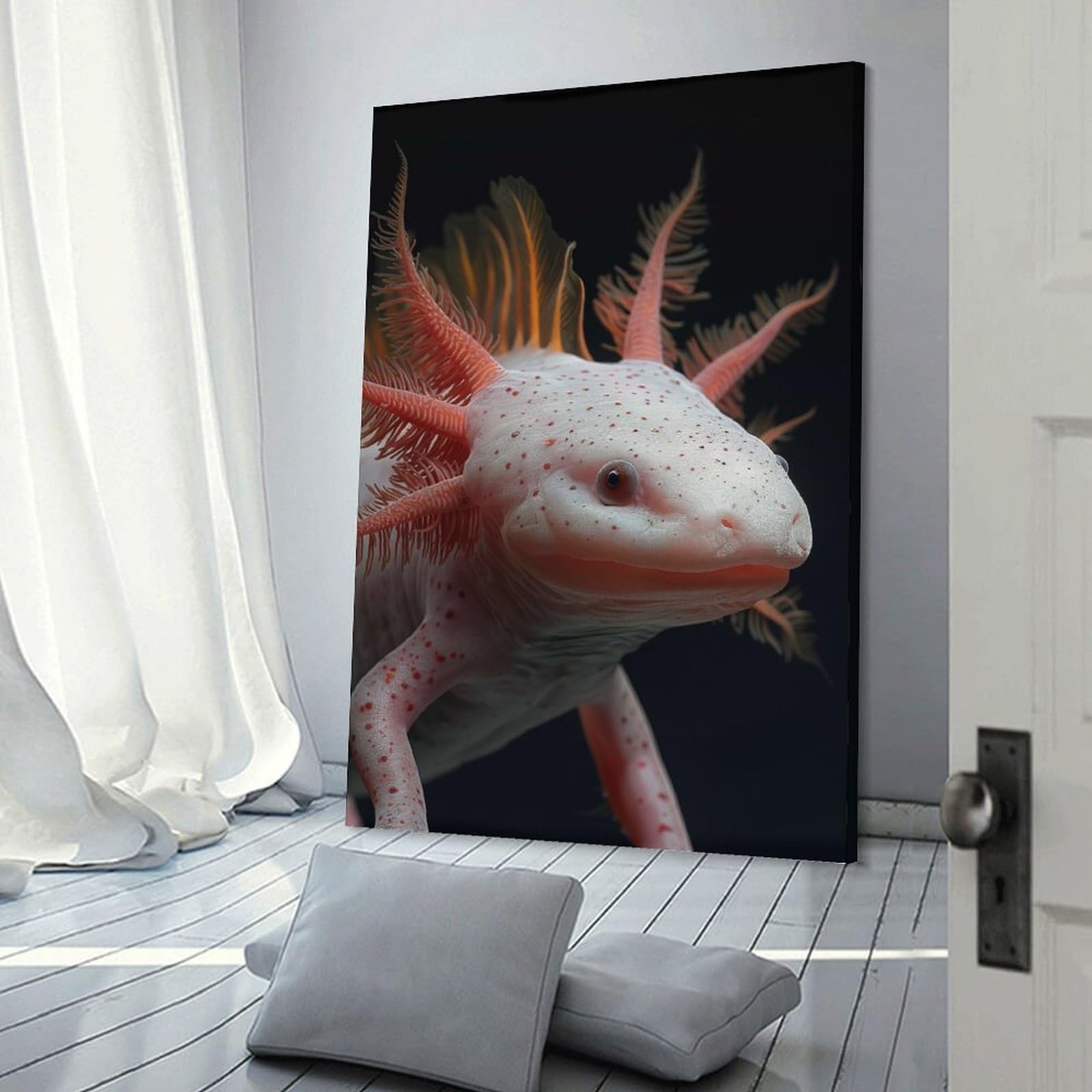 Junmoney Decorative Wall Artwork Axolotl, 24x36inch(60x90cm), for Lounge, Bedroom Or Personal Spaces, Gift Idea for Housewarming And Birthdays