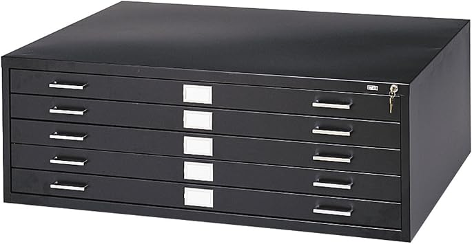 Safco Products Flat File for 36" W x 24" D Documents, 5-Drawer Additional Options Sold Separately, Black