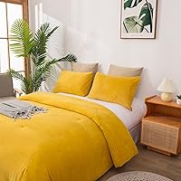 Vista 247 de Luxlovery - Juego de edredón azul neblina, tamaño matrimonial, minimalista, azul polvoriento, edredones de algodón suaves y transpirables, azul