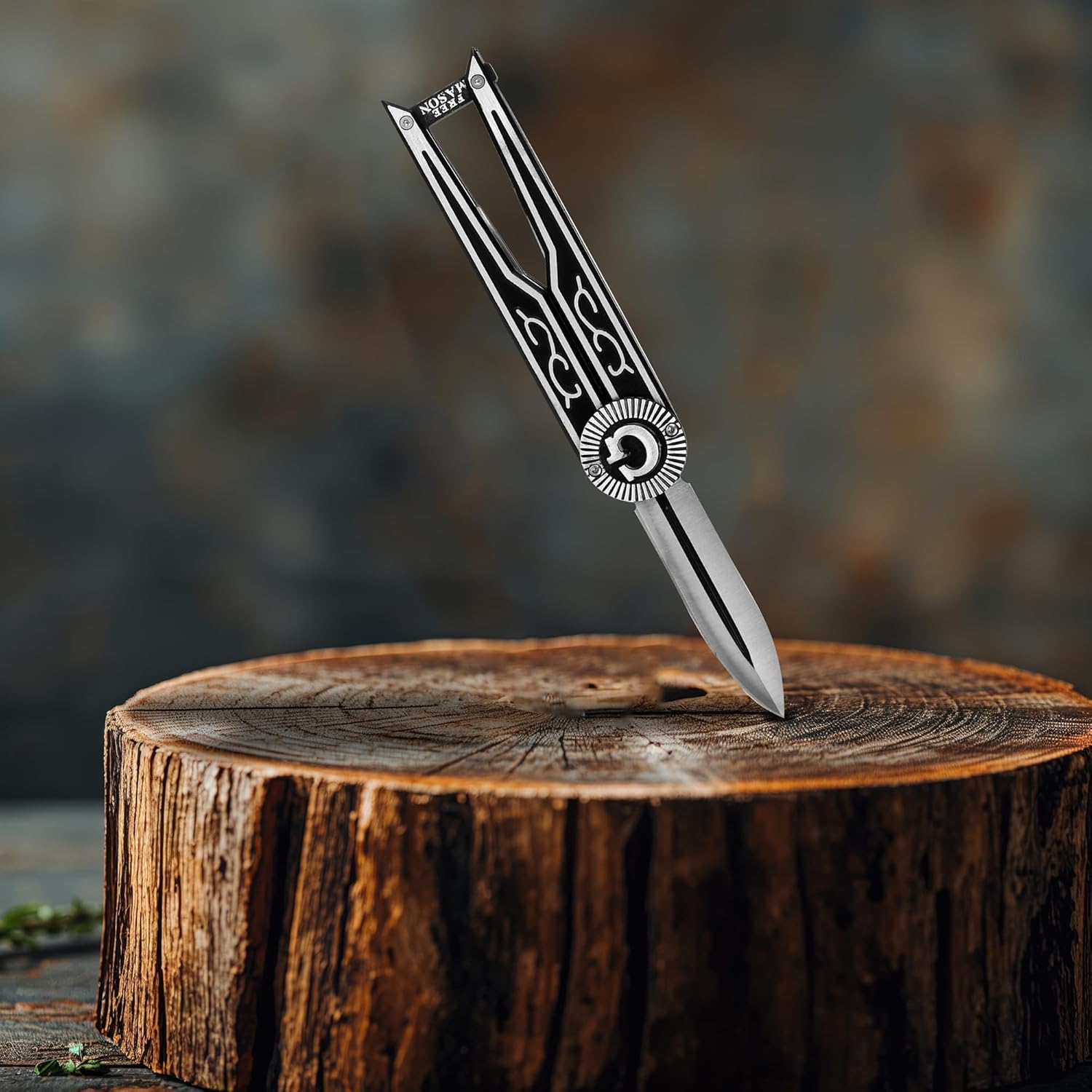 Treasure Gurus Free Mason Seal G Square & Compass Folding Pocket Knife