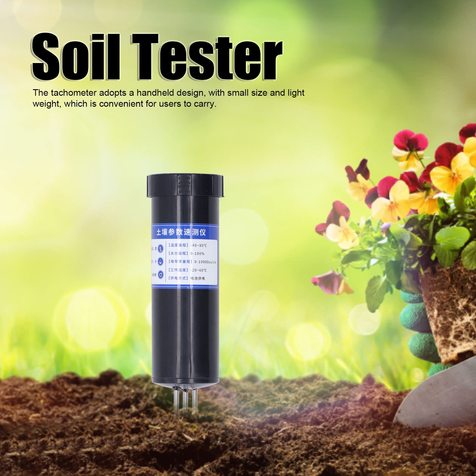 Fdit Medidor de Humedad del Suelo, Sensor de Sonda de Césped para Jardinería, Medidor de Humedad de Temperatura del Suelo de Acero Inoxidable Portátil