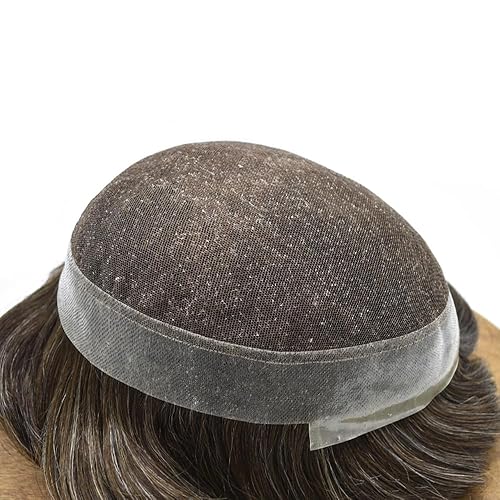 Miniatura 10 de Toupee para hombres Cabello humano real suave encaje francés para hombre Toupee sistema de reemplazo de cabello para hombres postizos tupé para