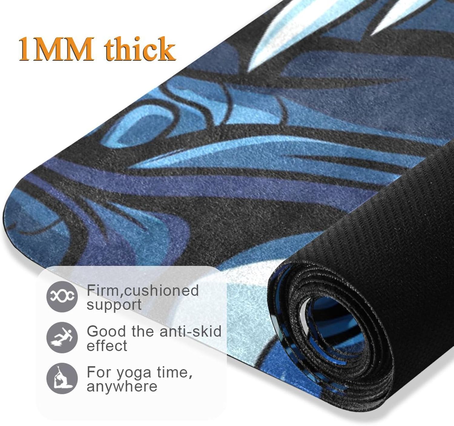 Blue-crocodile yoga for pilates printed, natural rubber non slip, with bags tapete para ejercicio 71x26 inches