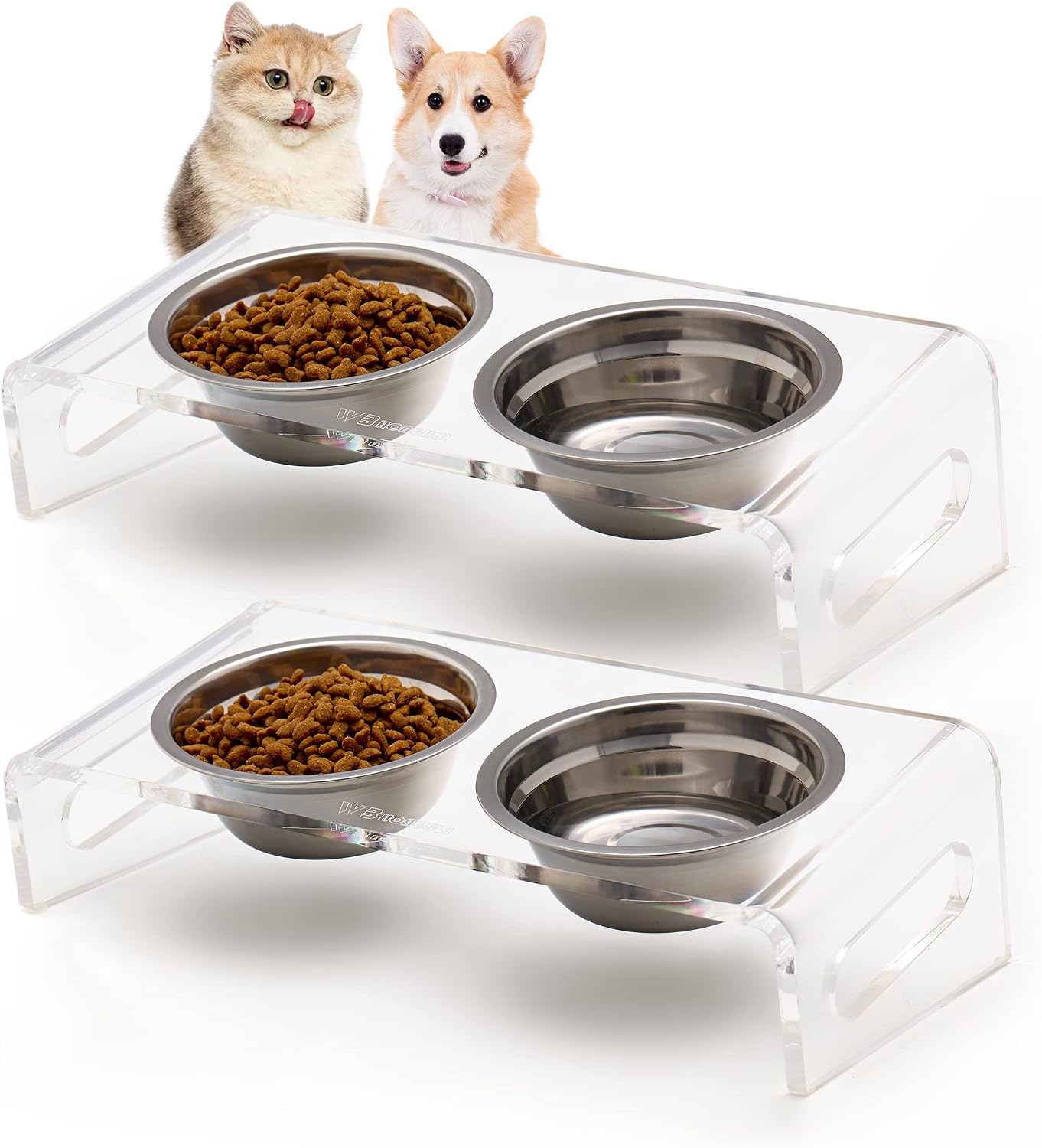 Tilted Raised Cat Bowls, Elevated 15° Orthopedic Bowls for Puppy or Small Dog, 6 Stainless Steel Pet Feeding Food Dishes Set, Durable…