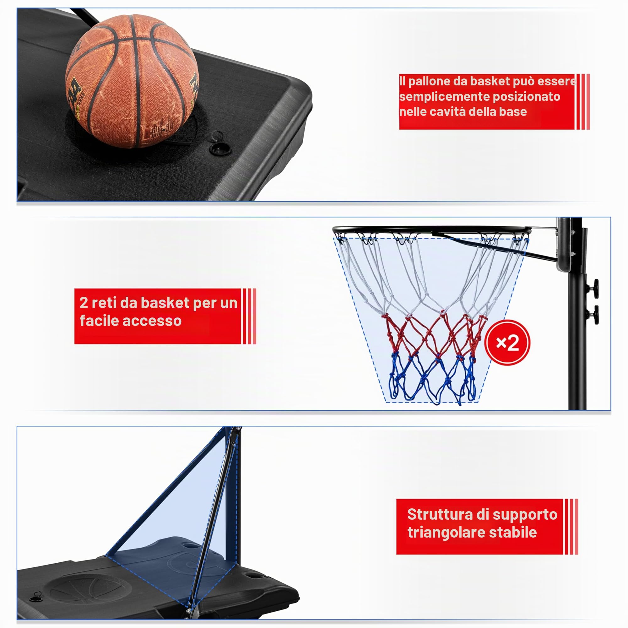 Yaheetech Canestro Basket Esterno Interno in HDPE e Metallo con Colonna Tabellone Canestro