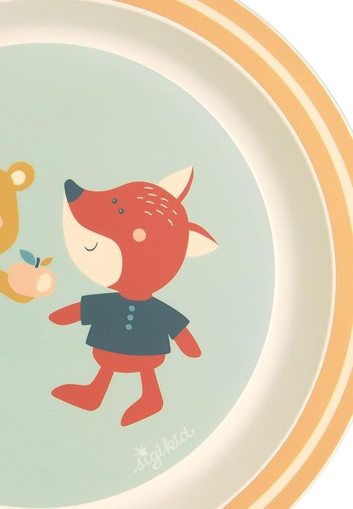Sigikid Plate Fox & Bear rPET 4 Friends Mint, One Size