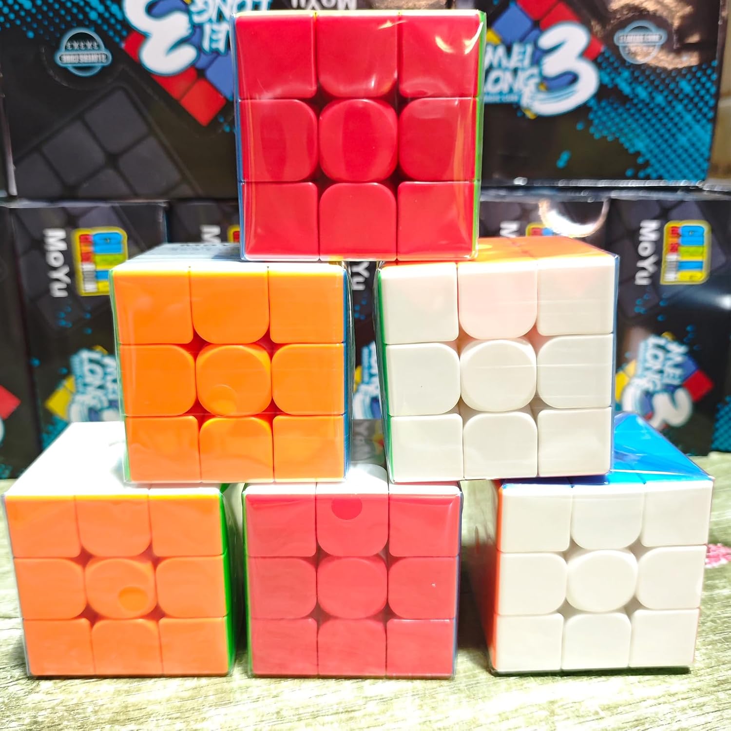 3x3 Speed Cube Set | 6 Pack Speed Cube Bulk Magic Cube Set, School Classroom Prize for Students Birthday Party Favors Stocking Stuffers Gifts for Kids Teens Adults(Stickerless)