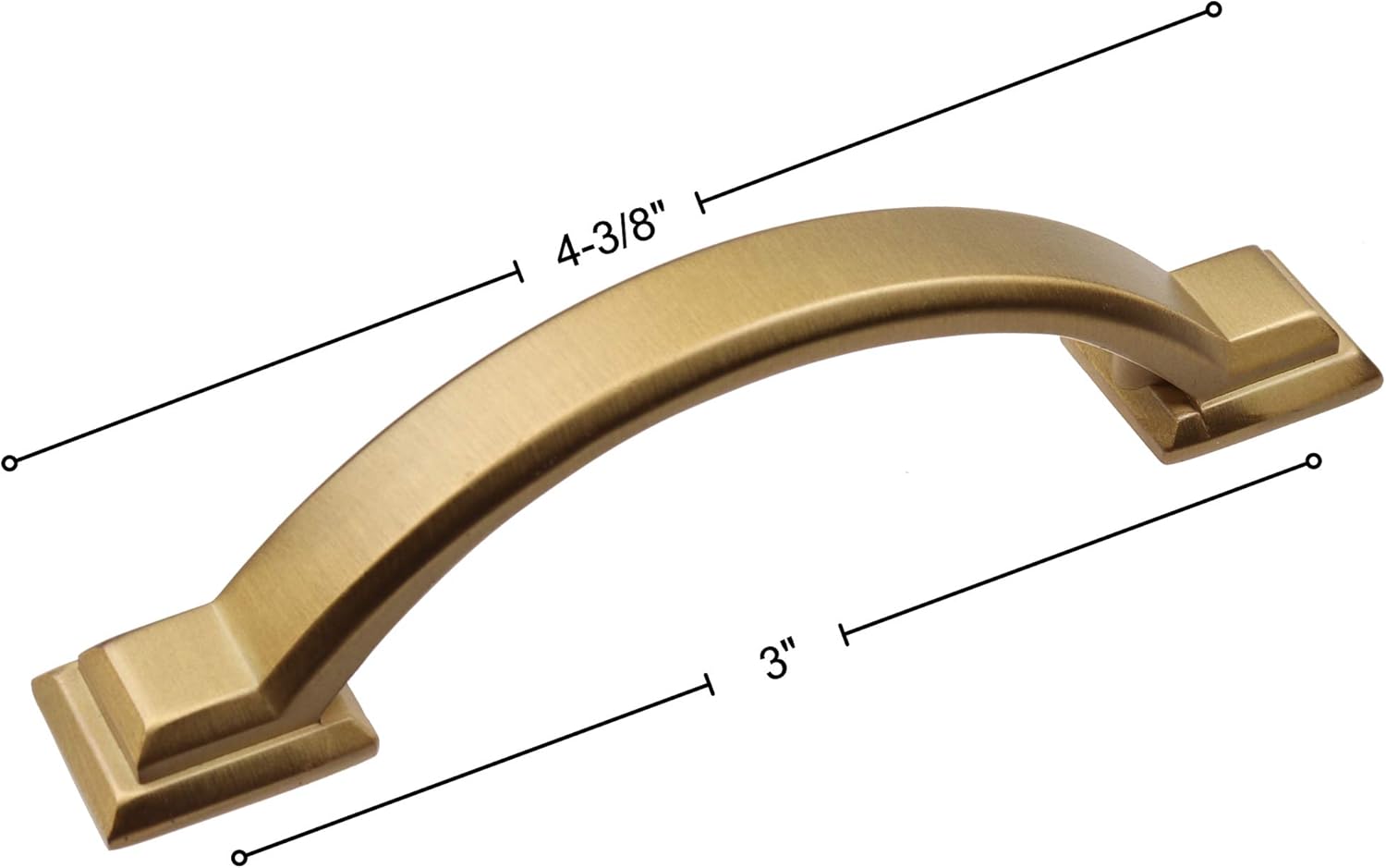 GlideRite 3-inch Hole Spacing Arched Cabinet Drawer Pulls, Pack of 10, Satin Gold, 4355-SG-10