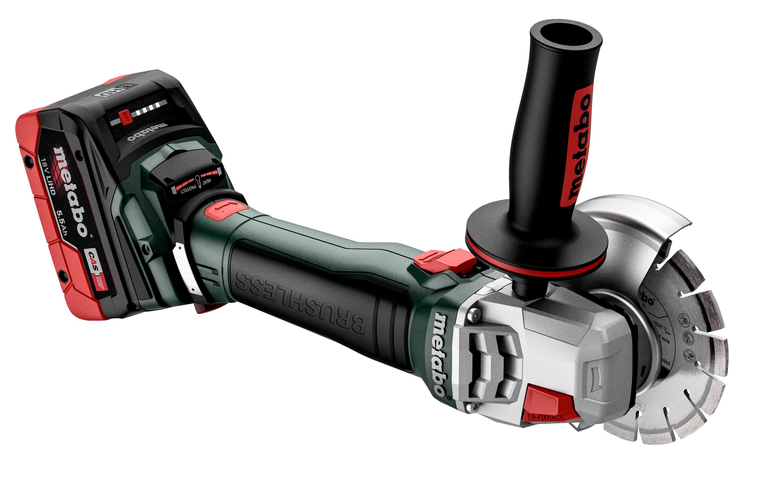 WB 18 LT BL 11-125 Quick (613054840) Amoladora angular de batería | Motor sin escobillas, 1100W de potencia, sistema Quick, cambio de disco sin llaves, sin batería ni cargador