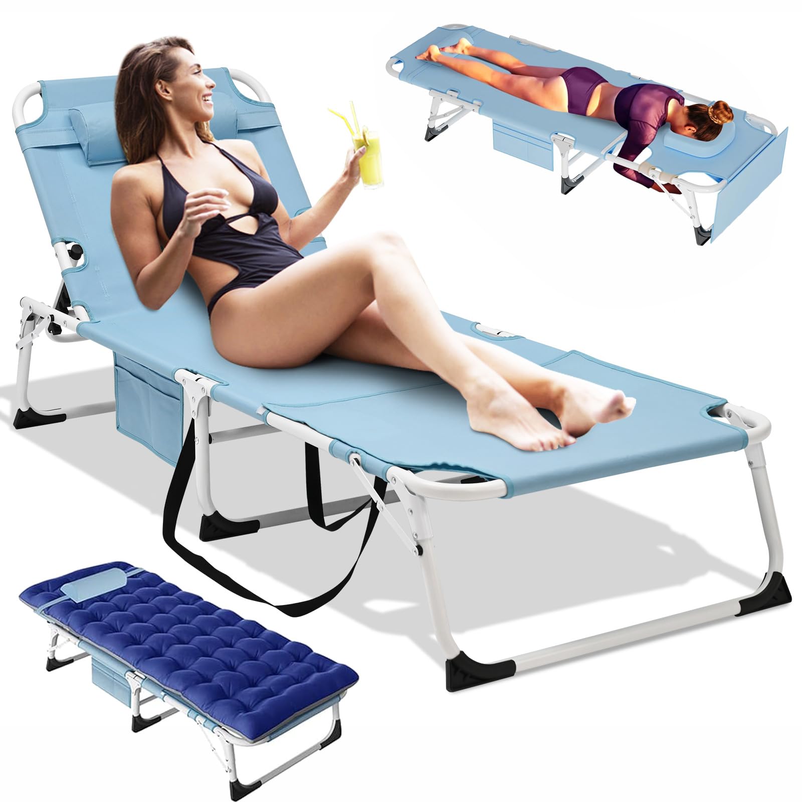 Amazon.com: Barbella Tanning Chair 3 in 1 Beach Lounge Chair with