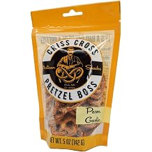 Criss-Cross Pretzel Boss Parmesan Garlic Pretzels, Bite-Sized Crunchy Snack, Savory Cheese Garlic Flavor, Seasoned Pretzel Bites, 5 oz Resealable Bag, Party Treat, On-the-Go