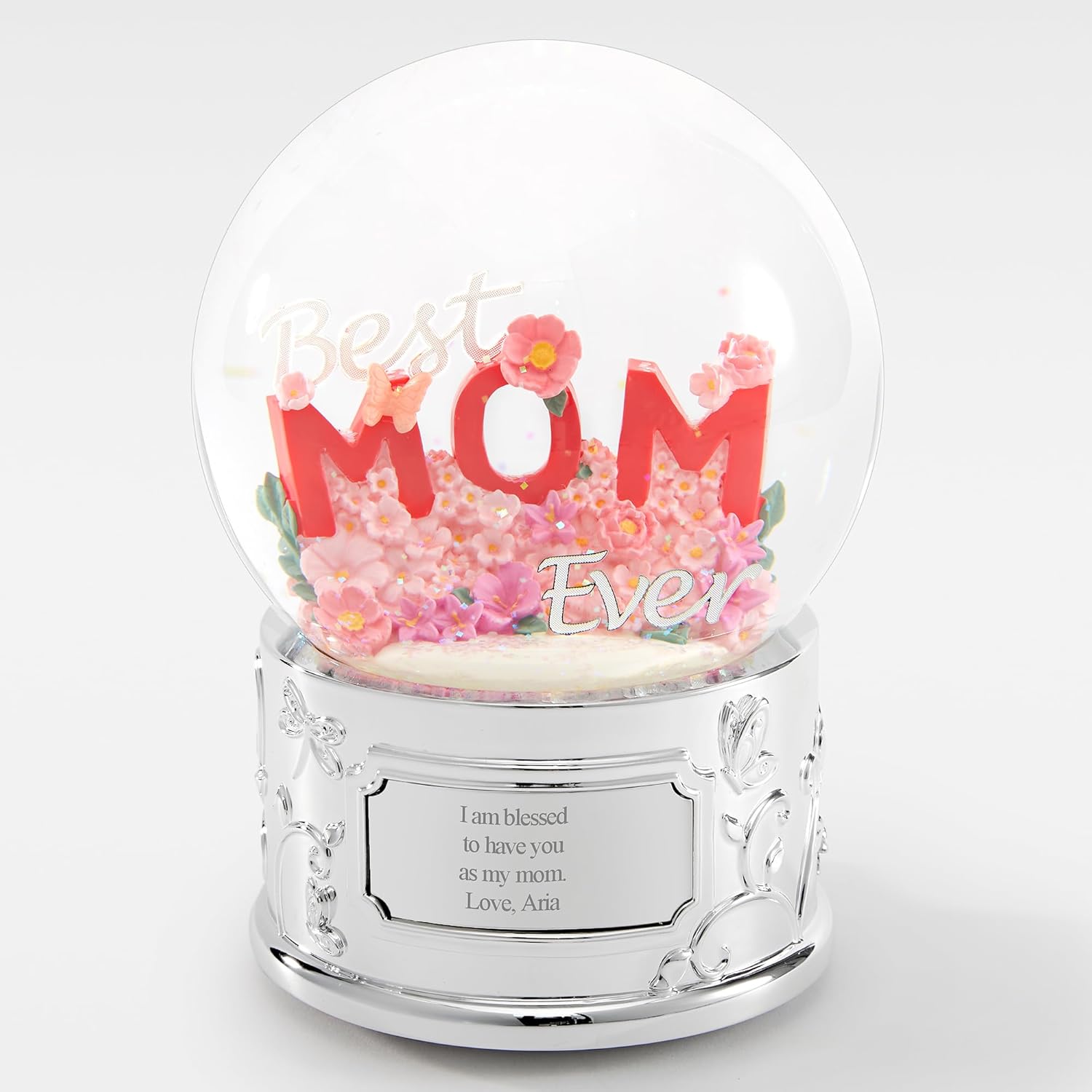 THINGS REMEMBERED Engraved Best Mom Ever Musical Snow Globe (Free Customization), Plays Flower Song Music, Heartfelt Gift and Keepsake for Mom