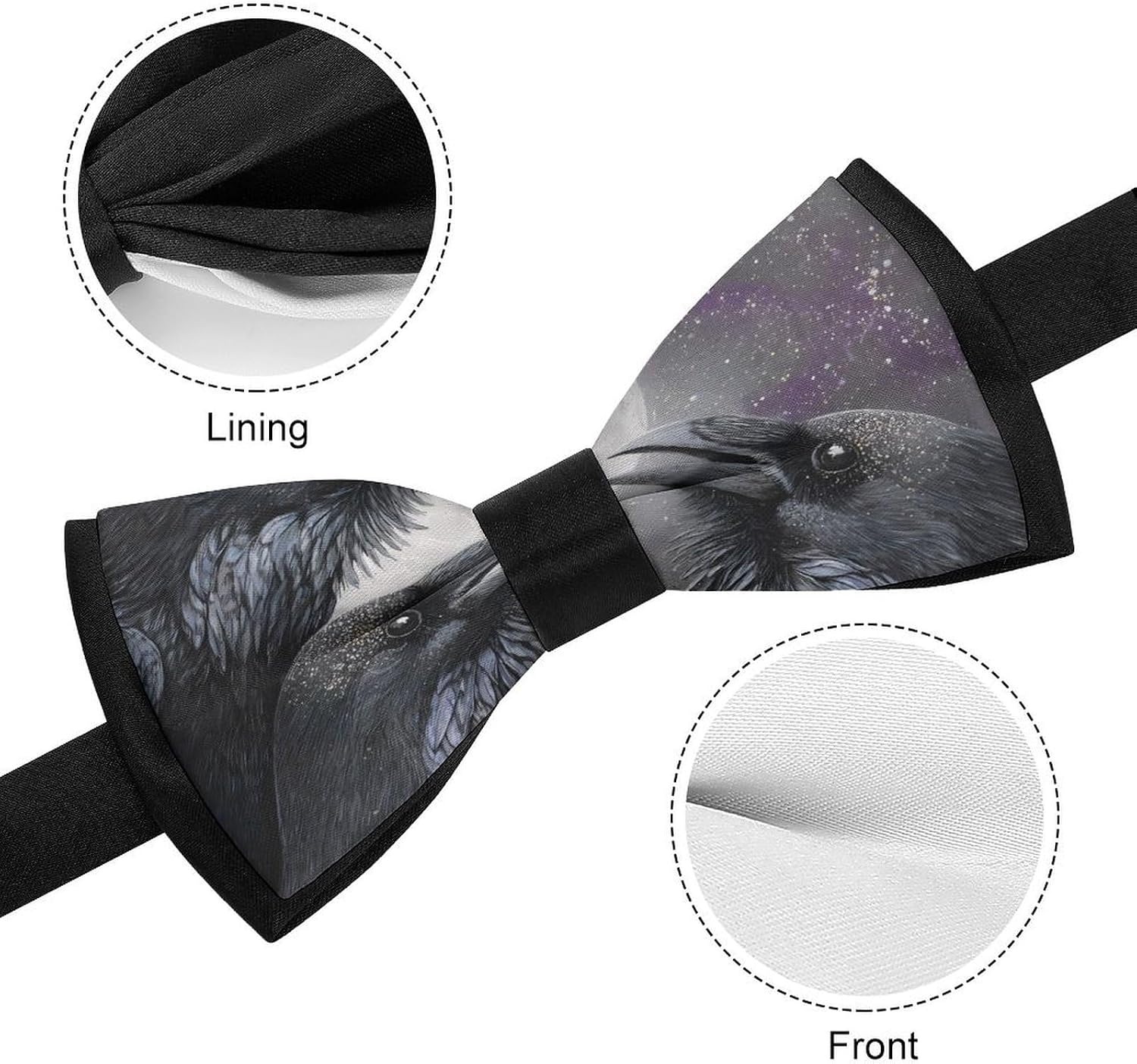 Three Ravens Moon Novelty Men's Bow Tie Pre-tied Adjustable Bowtie Accessories for Wedding Party