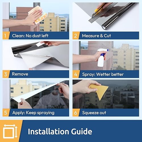 Miniatura 43 de rabbitgoo Película de privacidad para ventana, 3D decorativa vitral, adherencia estática, bloqueo solar, adhesivo de vinilo extraíble, carámbanos