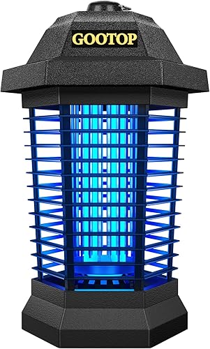 GOOTOP Bug Zapper Outdoor, Mosquito Zapper, 3 Prong Plug in Electric Fly Zapper, Mosquito Killer, Fly Traps, Flying Insects Zapper Indoor Outdoor, 4200V, ABS Plastic Outer (Black)