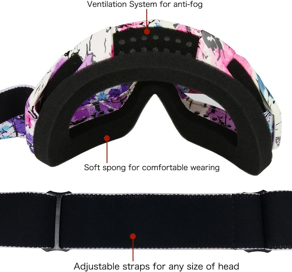 JAMIEWIN Clear Lens Dirt Bike Motorcycle Goggles ATV Racing Motocross Mx Goggle Glasses UV Protection for Men Women Youth Kids (Clear Lens) - Image 5