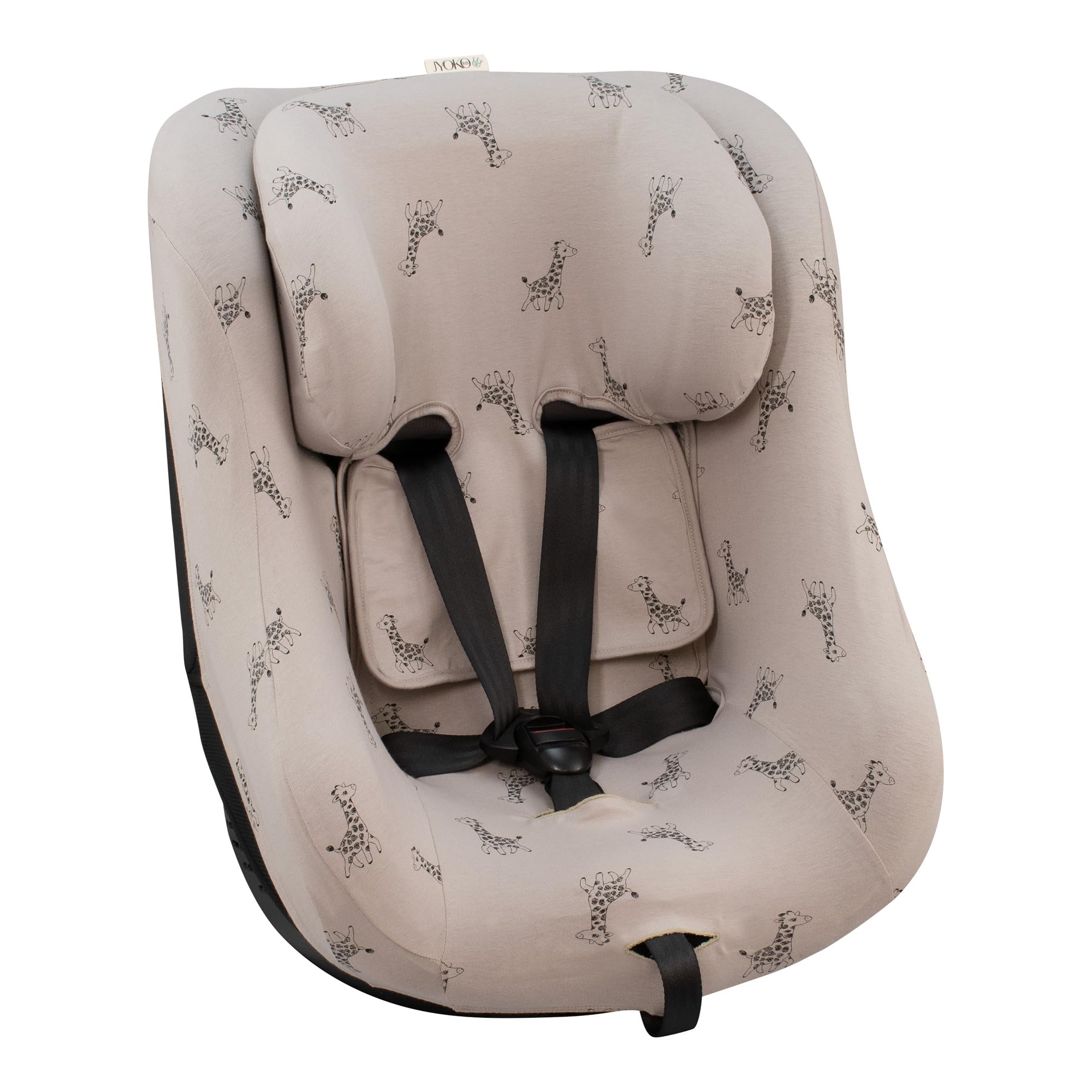 JYOKO KIDS Rivestimento per seggiolino auto in cotone compatibile con Joie Spin 360, Nuna Rebl (Giraffe)