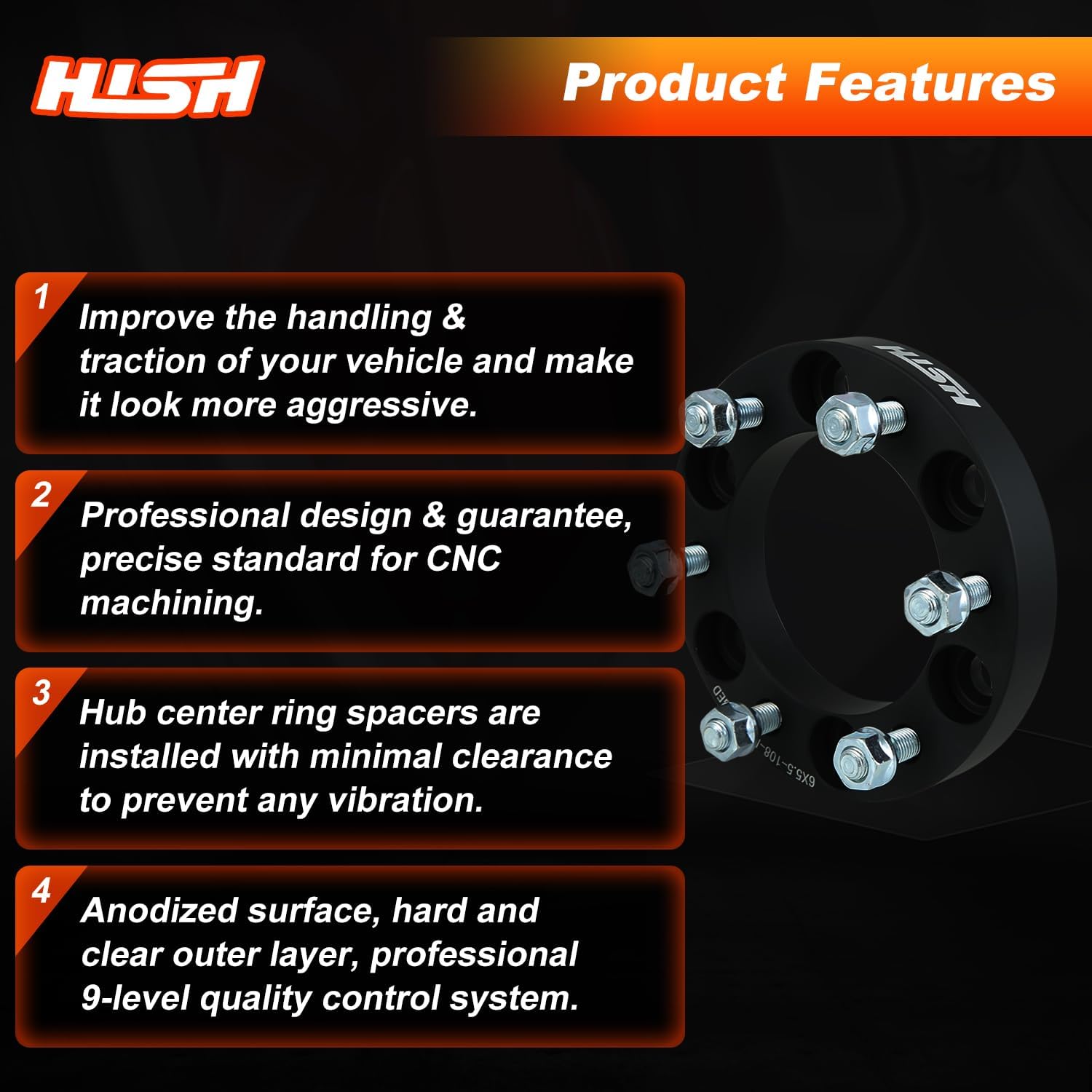 HISH Forged 1inch 6X5.5 Wheel Spacers for Tacoma 4Runner Tundra FJ Land Cruiser Black, 1"(25mm) 6x139.7mm Thread Pitch M12x1.5 Hub Bore 108mm Adapters, Not Hubcentric - Image 5