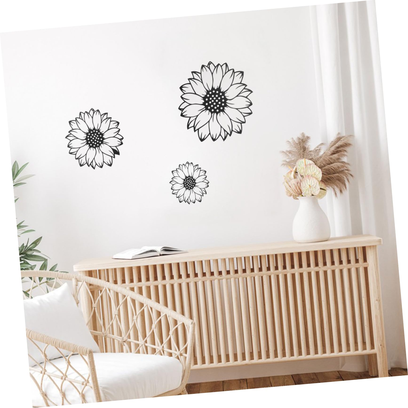 TOPBATHY Decorazione da Parete in Metallo a Girasole 3 Pezzi in Ferro Nero