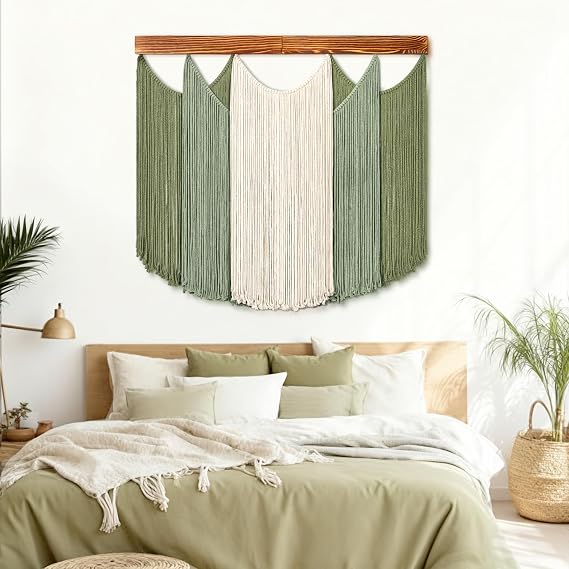 Dip-Dyed Macrame Wall Hanging Boho Woven Tapestry Macrame Wall Decor