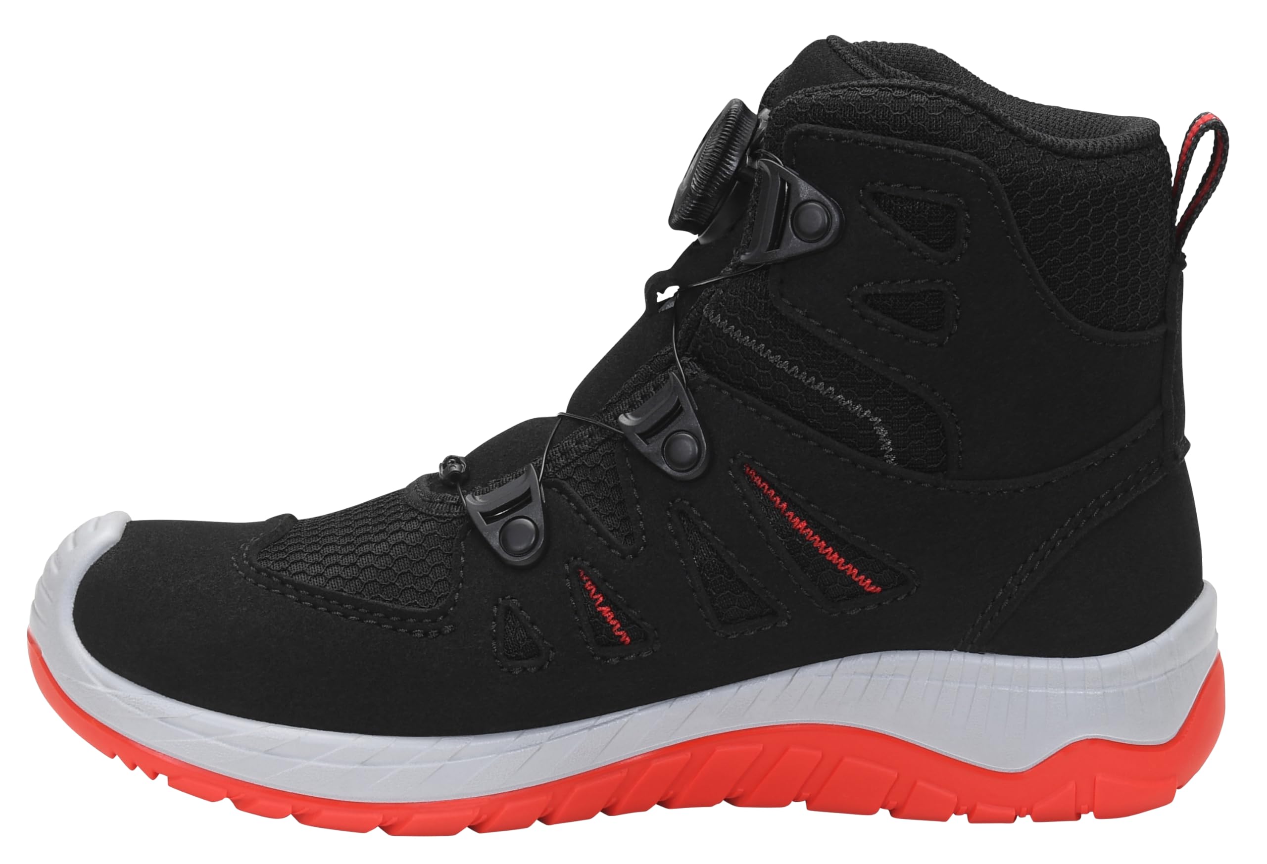 ELTEN MADDOX Kids BOA black-red Mid | Outdoorschuhe für Waldkindergarten, Wandern und Spielen - wasserdicht, leicht, atmungsaktiv