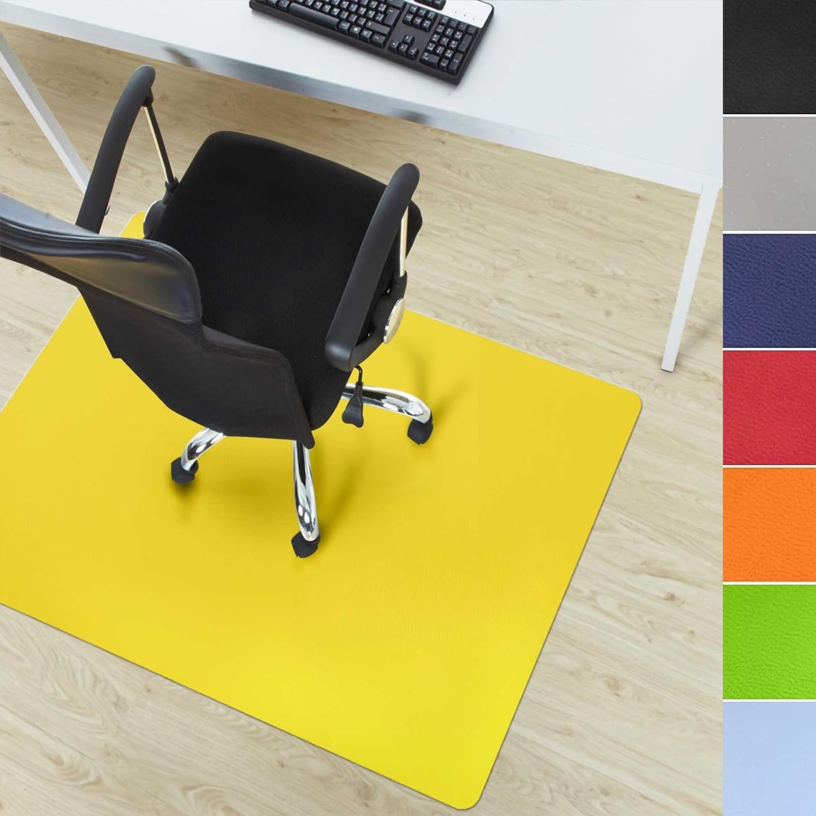 Floordirekt Yellow Floor Protection Mat For Hard Floors - Coloured Office Chair Underlay Floor Mat Chair Pad Made Of Polypropylene - Thickness: 1.9 Mm (, 90 X 120 Cm)