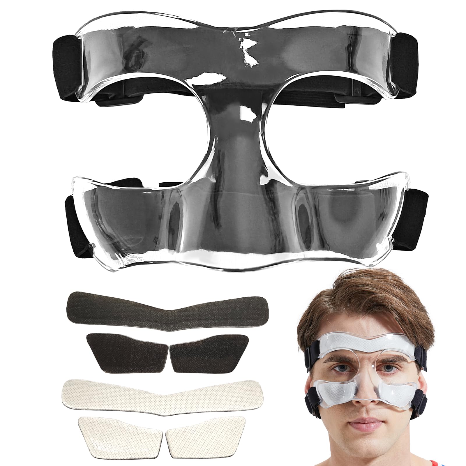 Nose Guard for Broken Nose Adjustable Basketball Baseball Softball Face Guards Face Shield Masks for Adults and Teenagers Sports Training Nose Guard
