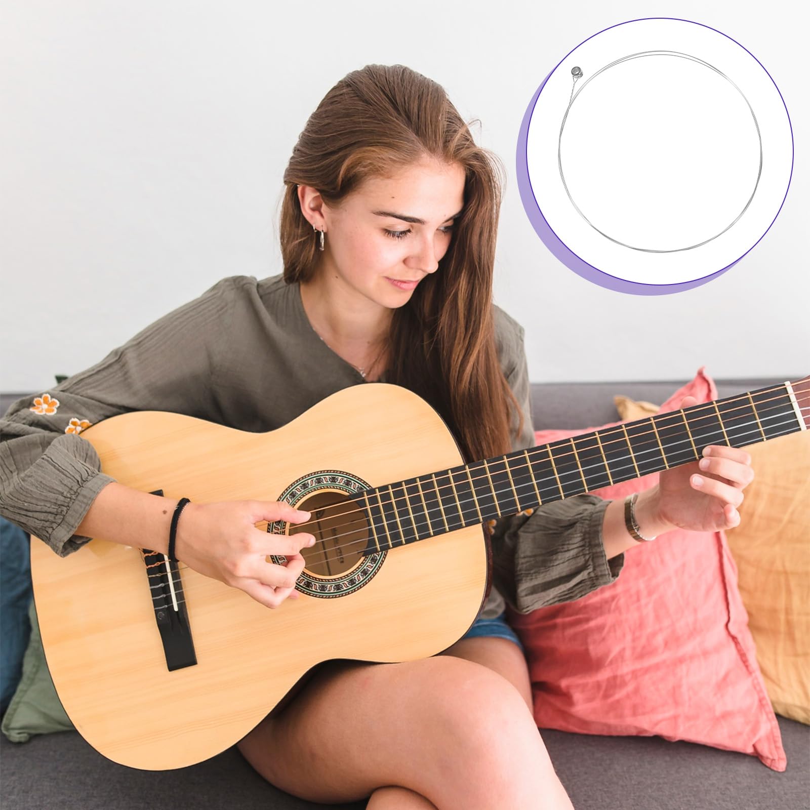 5 Stück Gitarrensaiten, Gitarrensaiten Akustikgitarre Klassische Gitarrensaitens, Ersatzsaiten, leichte Akustikgitarrensaiten, heller und ausgewogener Klang, leichte Spannung, E-1. Saite