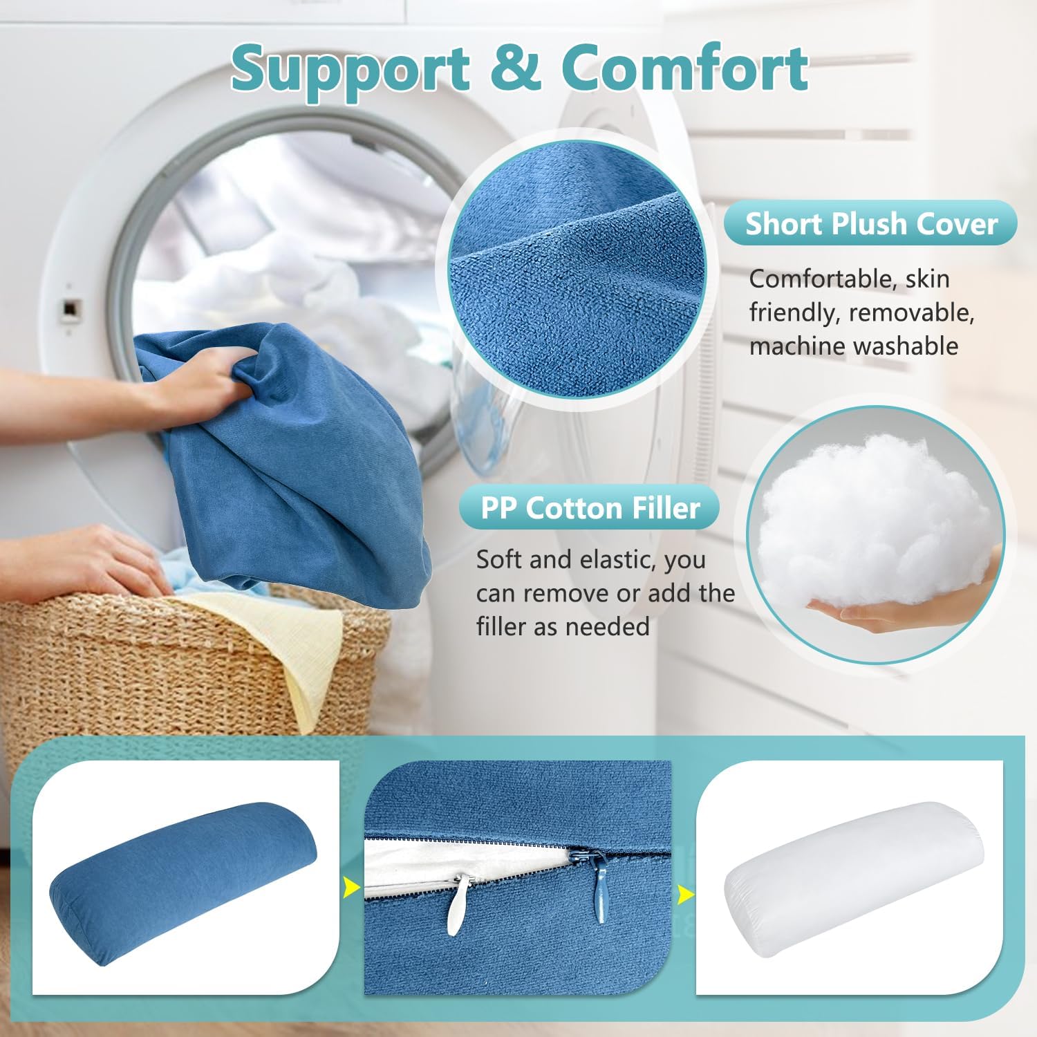 KAAMOS Recliner Leg Rest Cushion Foot Rest Pillow for Recliner Foot Pillows for Resting Feet Sofa Footrest Pillow for Recliners Chair Couch Leg Rest Pillow Half Moon Bolster Pillow Under Knee