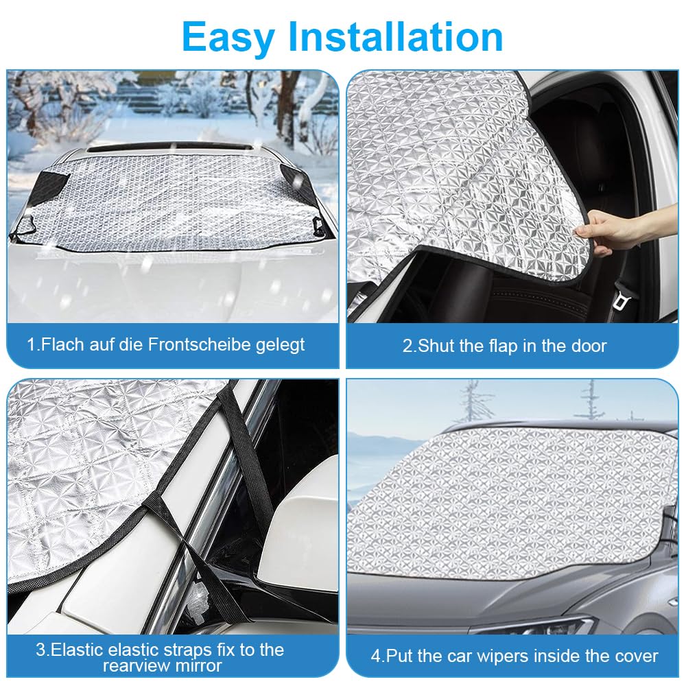Couverture Pare-Brise Voiture,BâChe Pare Brise Protection,MagnéTique Couverture