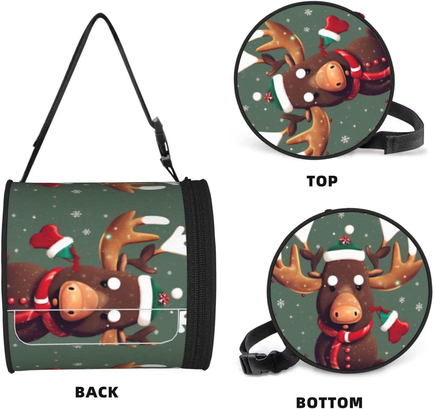 Funny Christmas Moose Head Print Cylinder Tissue Box Cover Tissue Holder for Bathroom Foldable Car Tissues Box for Home Office image 3