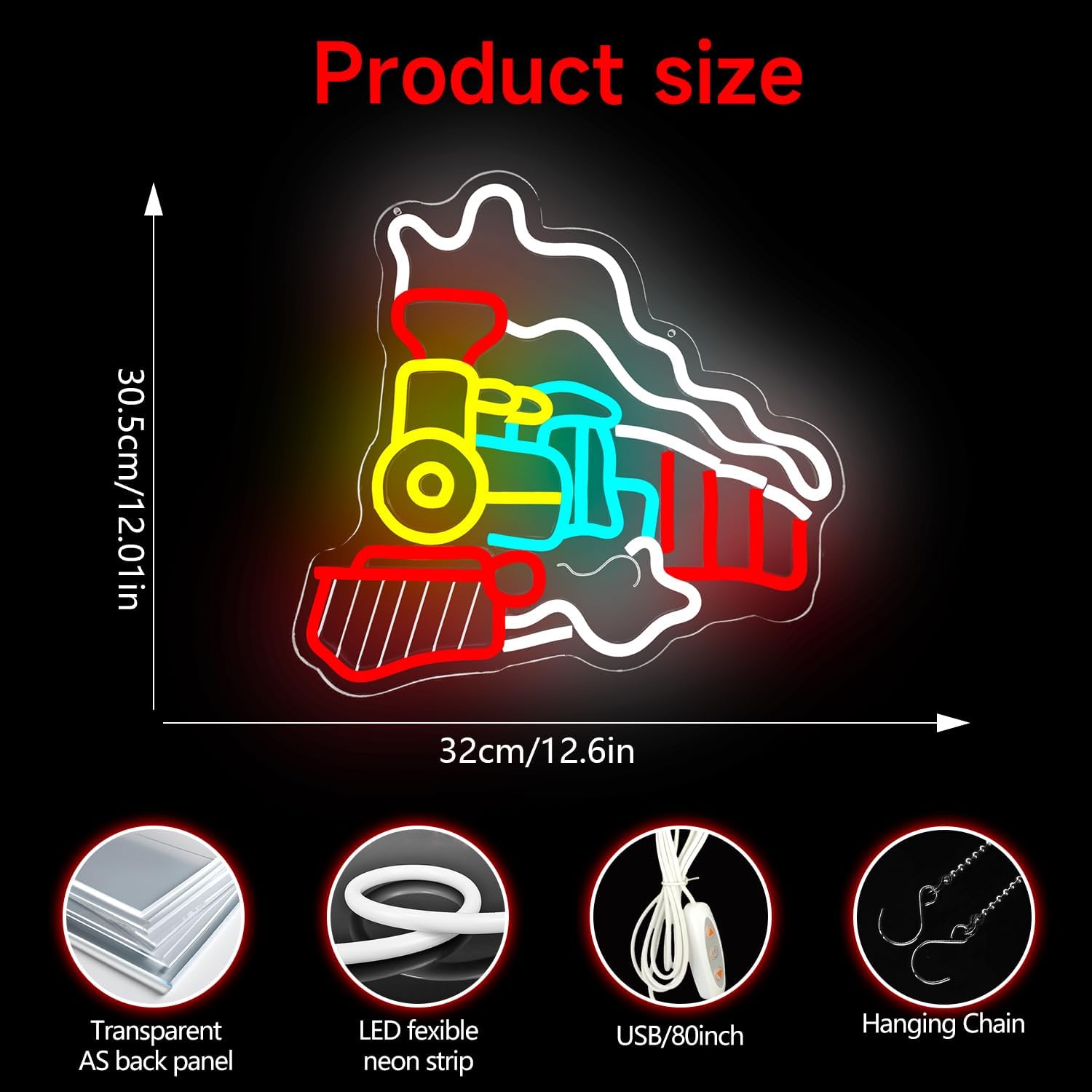 Steam Train Neon Sign for Wall Decor Train Birthday Decorations Dimmable Led Neon Light Up Signs for Kids Boys Room Bedroom Decor Game Room Man Cave Home Wall Art Gift
