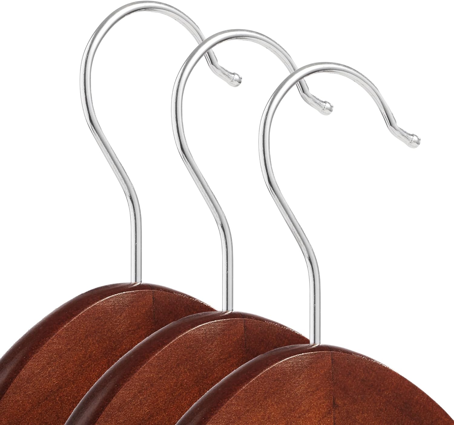 Casafield - 10 Walnut Wooden Suit Hangers - Premium Lotus Wood with Notches & Chrome Swivel Hook for Dress Clothes, Coats, Jackets, Pants, Shirts, Skirts image 2