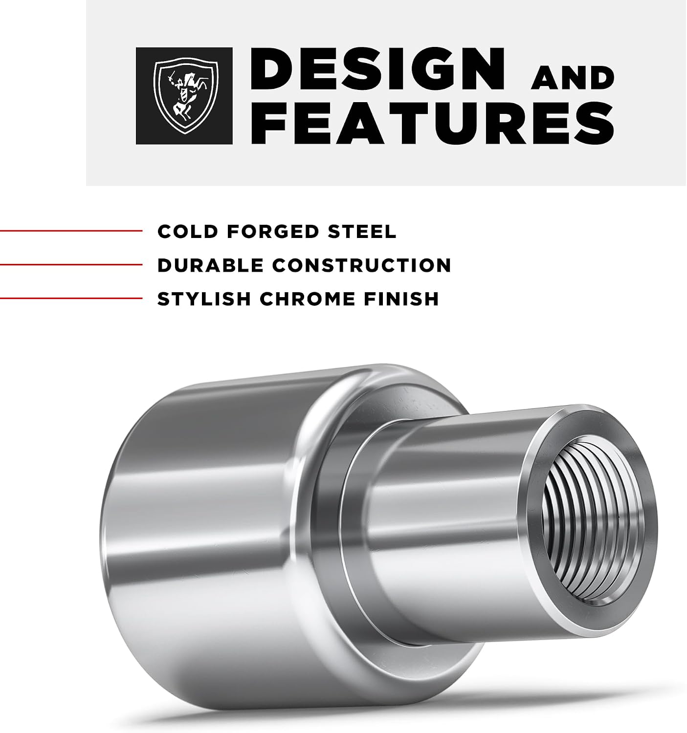 White Knight M12x1.5 Thread Wheel Lock Set for Aftermarket Wheels - 4 Chrome Wheel Locks with Washers and Key - Mag Lock Seating - Carbon Steel for Durable Construction & Easy Installation - 42710