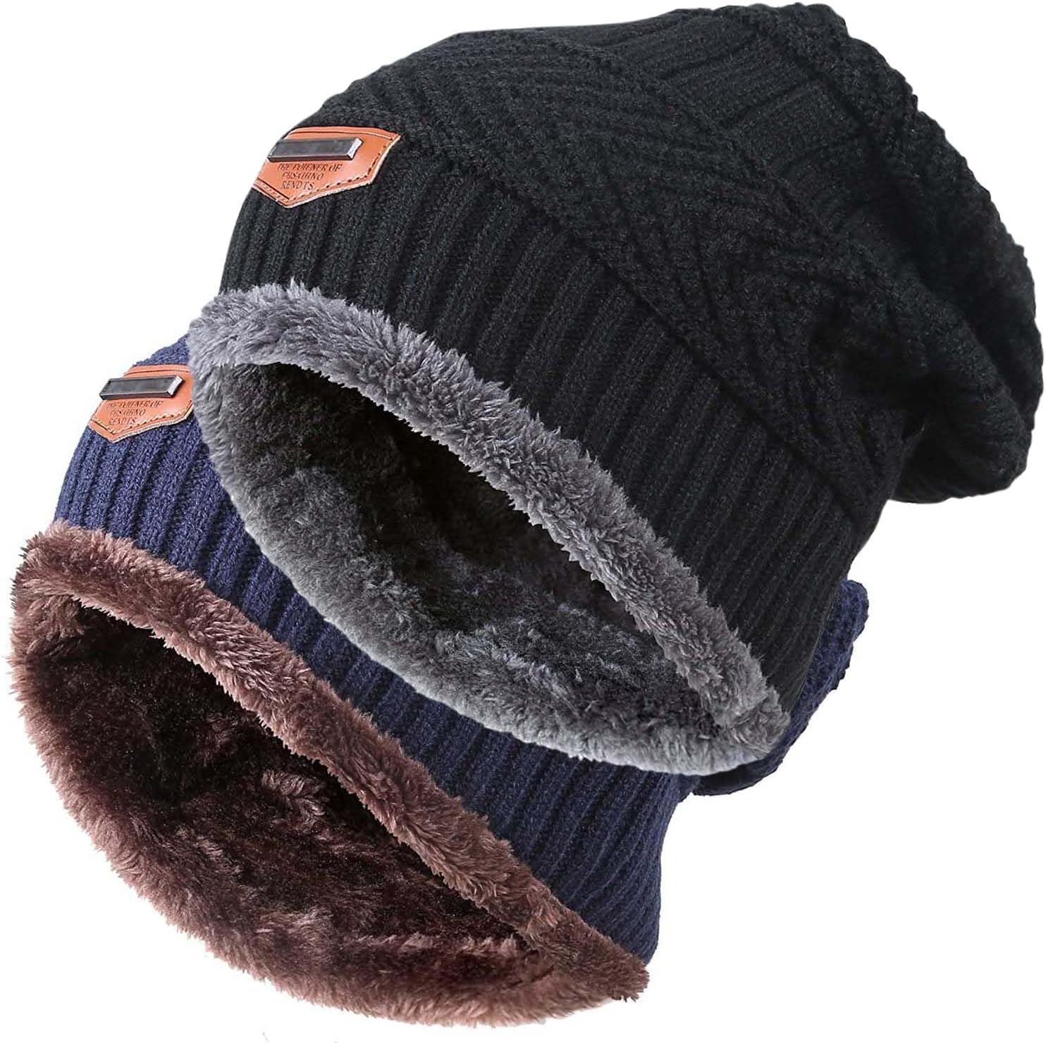 Winter Beanie Hat for Boys Girls (5-14 Years) Slouchy Beanie Windproof Warm Knit Kids Skull Cap