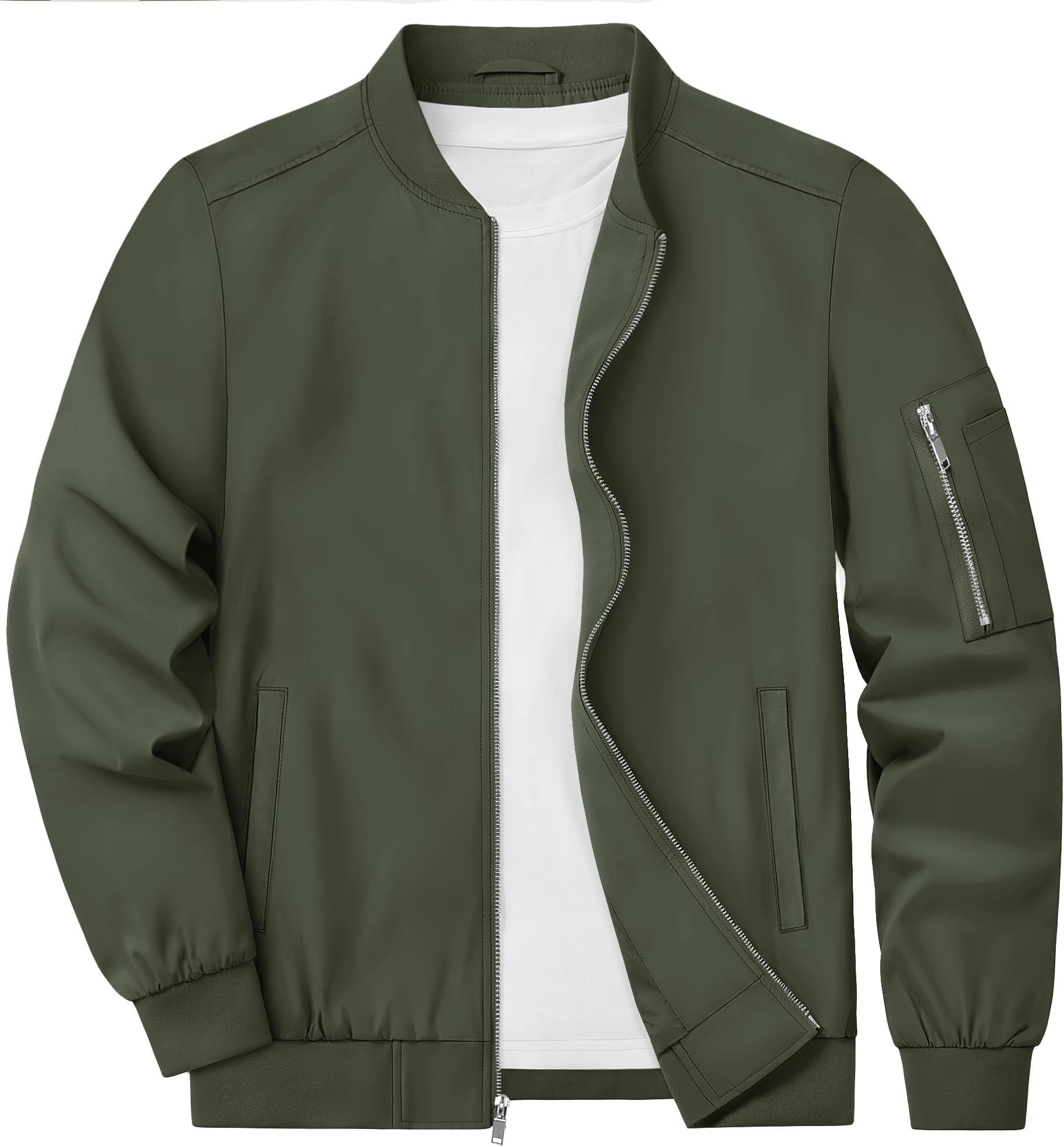 KEFITEVD Mens Lightweight Jacket Casual Bomber Jackets Military Windbreaker with Multi Pockets