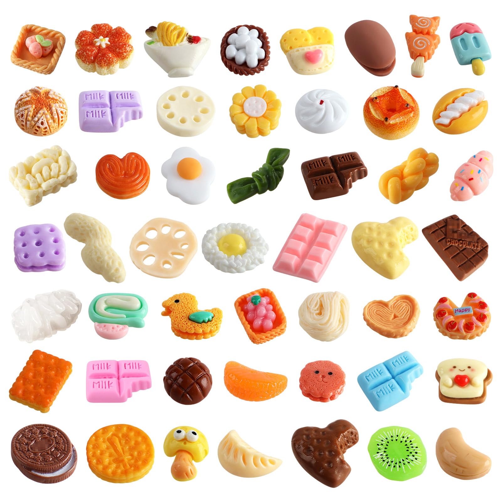 50 piezas de huevos de comida en miniatura, pastel de leche, helado, mini juego de simulación, cocina, juego de cocina, accesorios de fiesta, juguetes para casa de muñecas paisaje