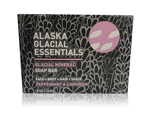 Alaska Glacial Mud Glacial Jabón Mineral Barra de Menta y Lavanda Exfolia las células muertas de la piel, desintoxica los poros, suaviza la piel, 4