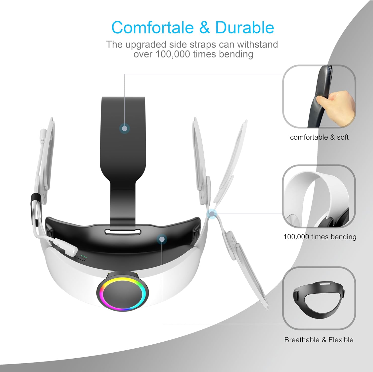 Battery Head Strap Compatible with Meta Quest 3/Quest 3S,10000mAh Battery Pack, Extend Playtime and Enhanced Comfort,Reduce Facial Stress,Adjustable RGB Lighting - Image 5