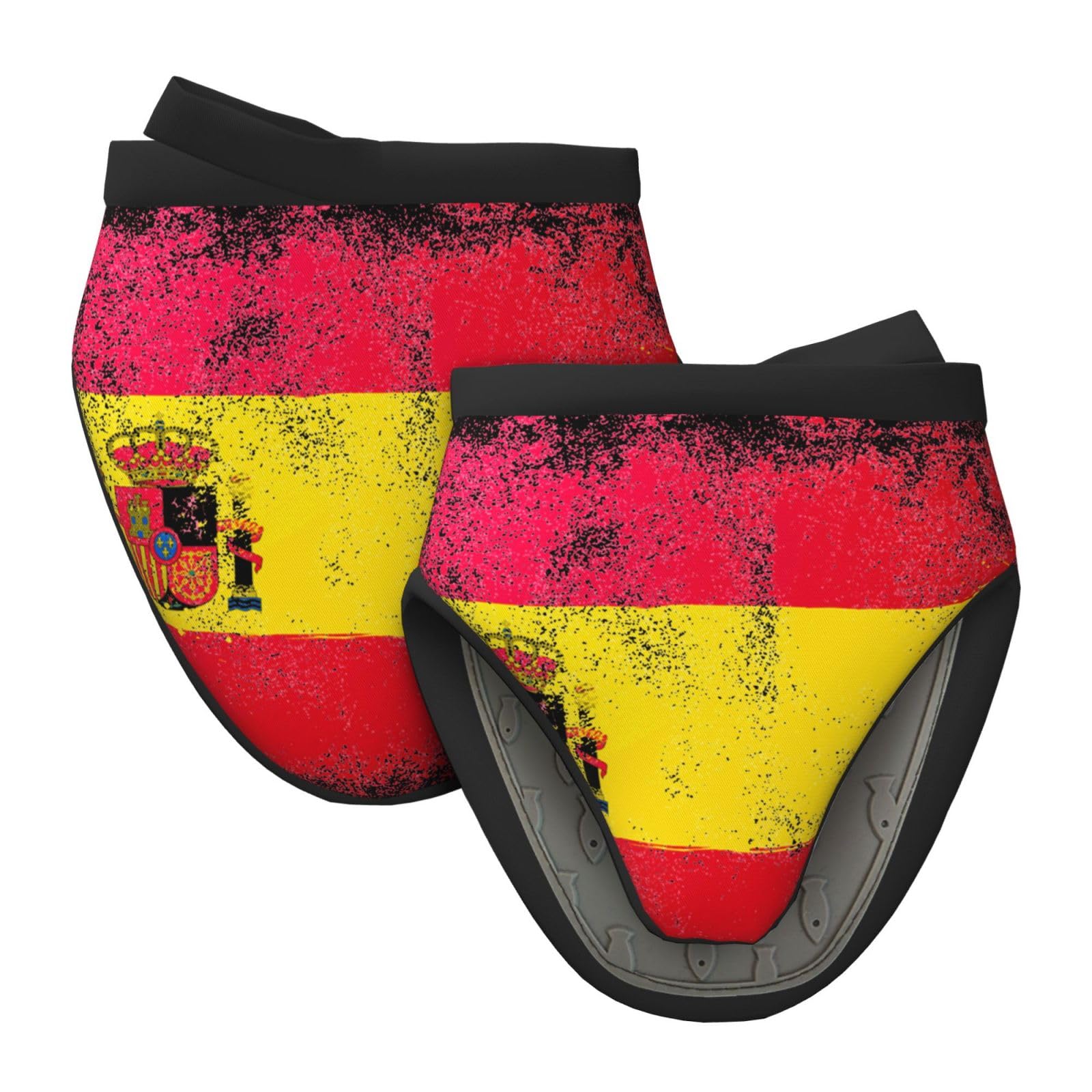 Silicone Oven Mitts, Heat and Slip Resistant Kitchen Mittens 2-Pack Set, Grunge Flag Spain Short Soft Oven Gloves