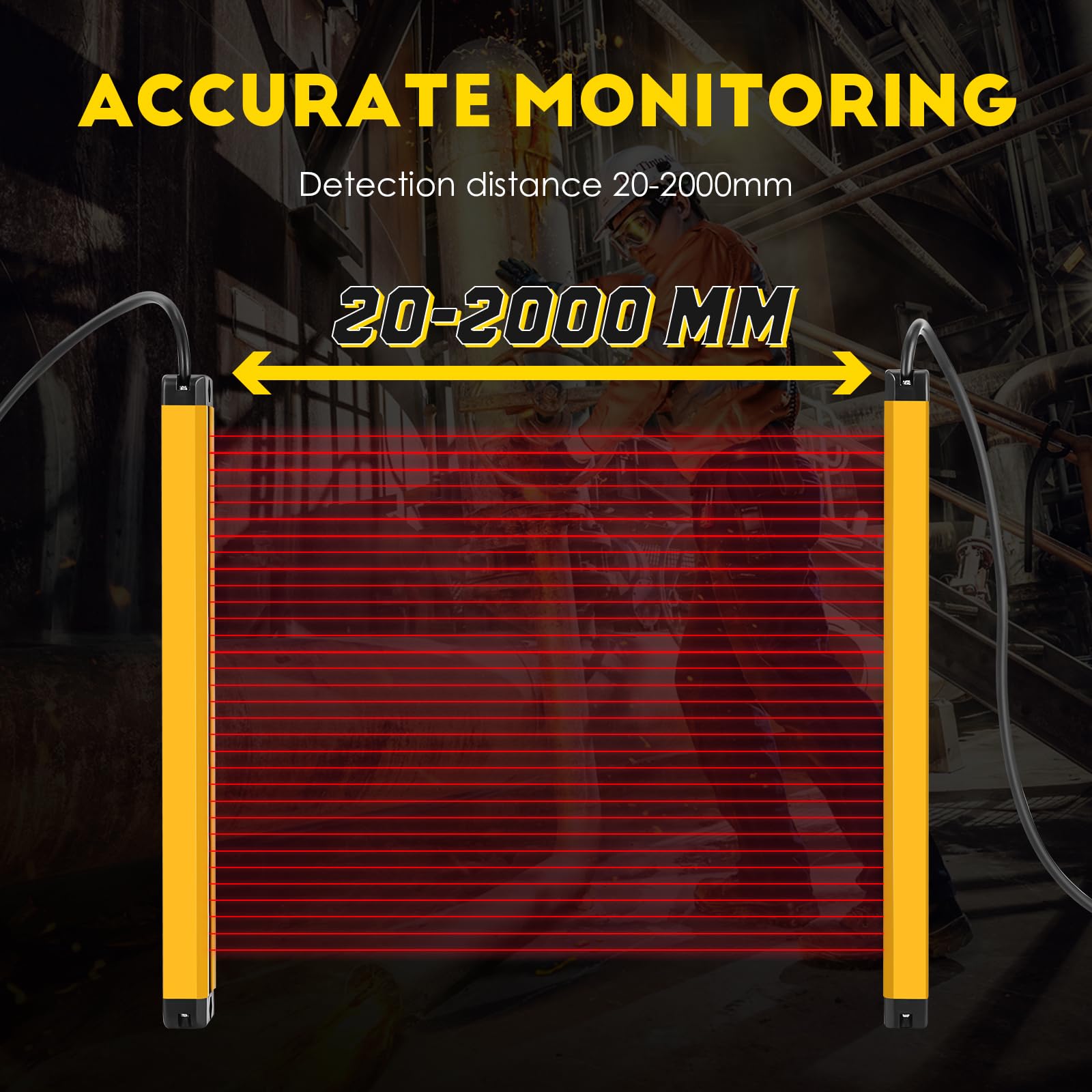 Jeffergarden Rideau Lumineux De Sécurité Capteur D'écran Lumineux Infrarouge Grille De Sécurité