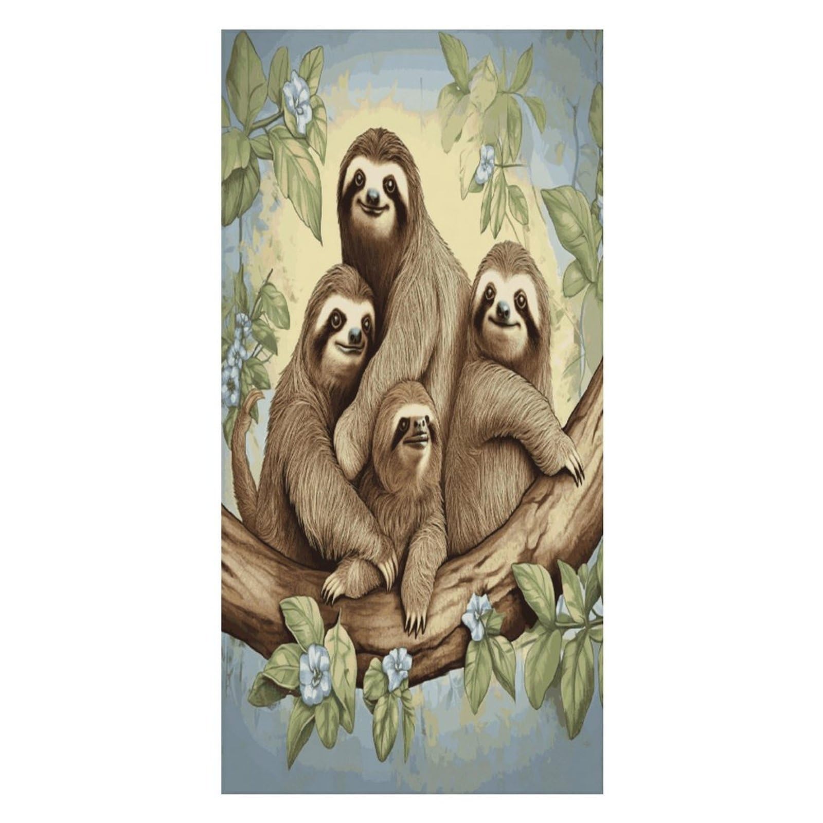 FekiLoot Sloth Family Beach Towel Oversized Bath Towel Ultra Soft Pool Towel Cozy Swim Towel Silky Lounge Towel Quick Dry Travel Towel Gentle Absorbent Towel for Adults Women Men