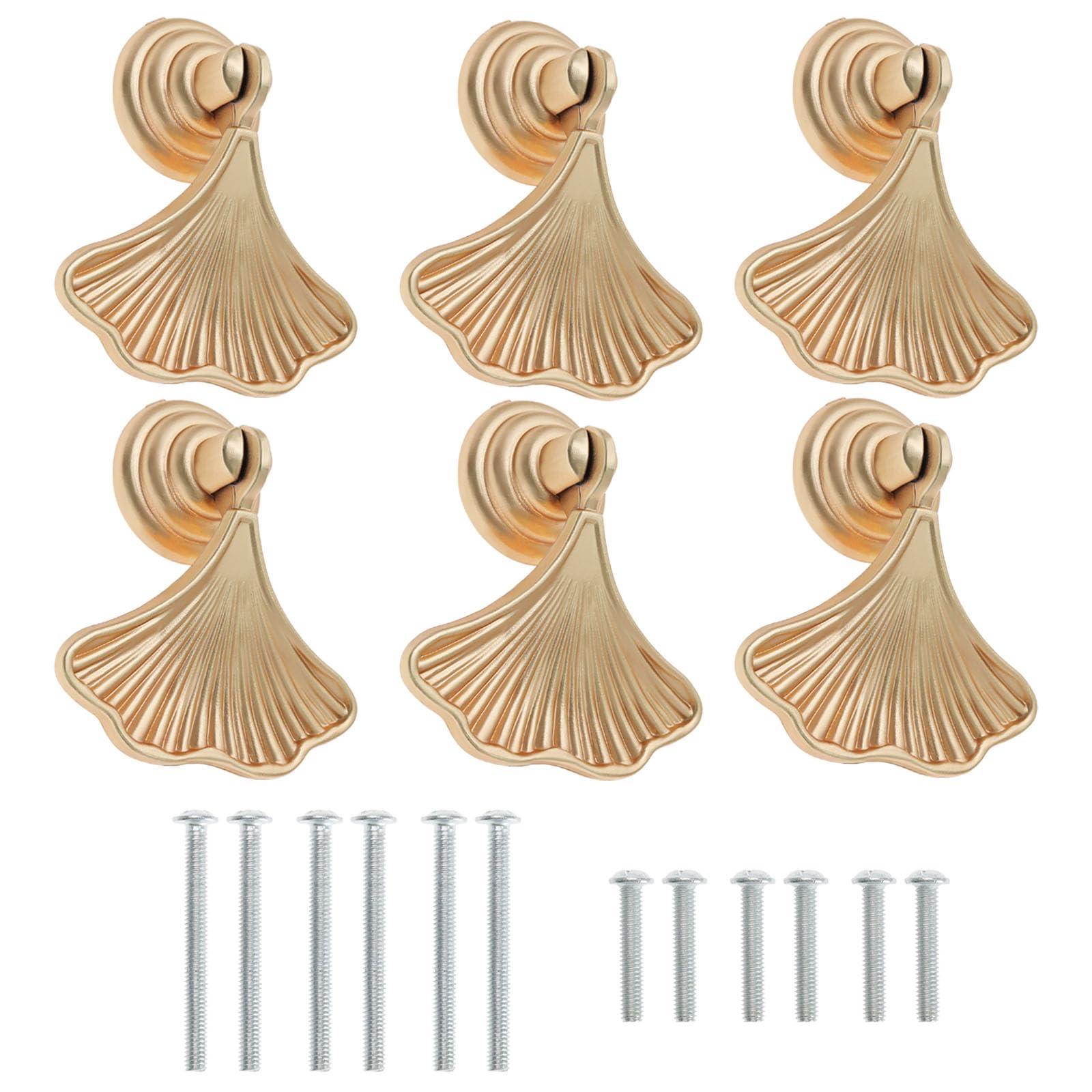 Create idea6Pcs Leaf Shape Knob Handles with Screws Leaf Door Knobs Furniture Handles Pulls Accessories for Cabinets Drawers Bookcase Gold