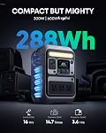 Anker SOLIX C300 Portable Power Station, 288Wh LiFePO4 Battery, 300W (600W Surge) Solar Generator, 140W Two-Way Fast Charging, for Camping, Traveling, and Emergencies (Solar Panel Optional)